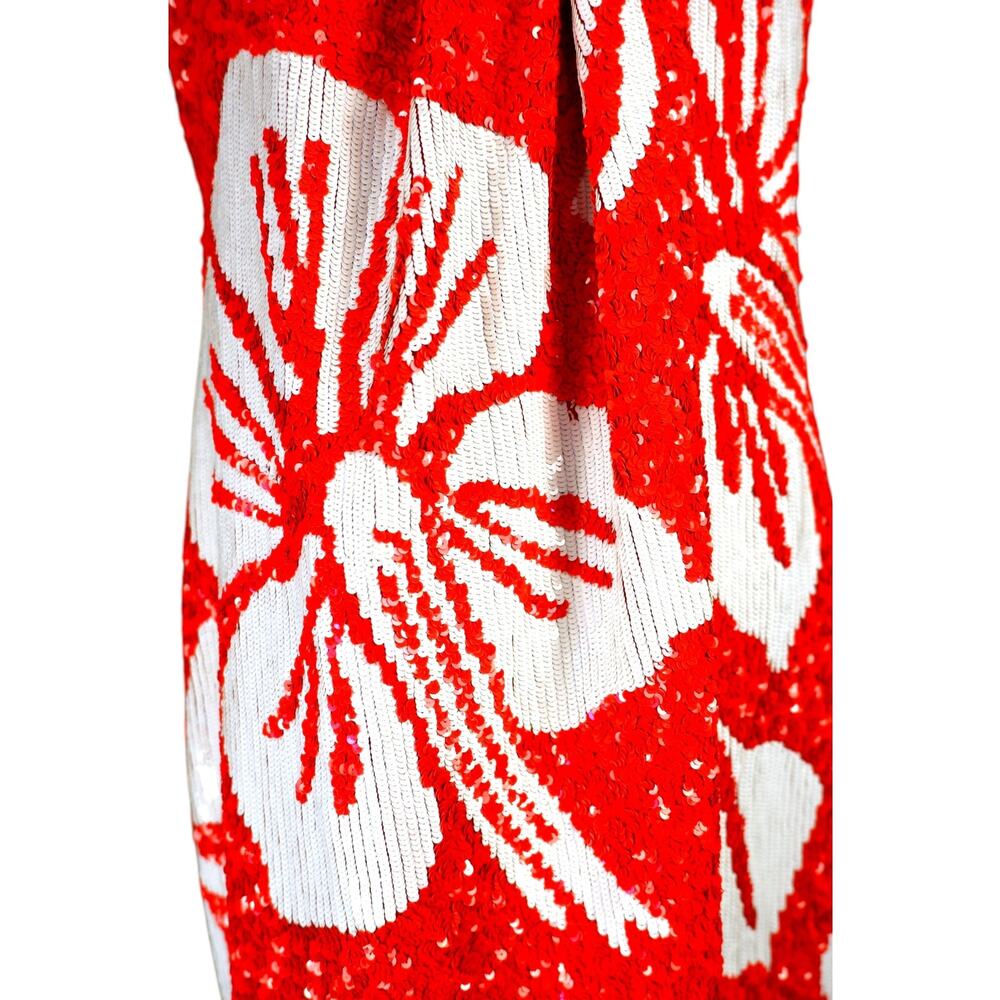 1991 Valentino Boutique Red Hibiscus  Dress, S/S 1991 Paris Runway Finale - Picture 4 of 16